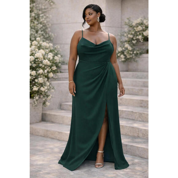 Dresses & Skirts - Sachin & Babi Brittany Gown 16W Emerald Green Cowl Neck Formal Dress Bridesmaid
